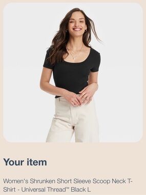 Universal Thread Black Short Sleeve Scoop Neck Ribbed Top